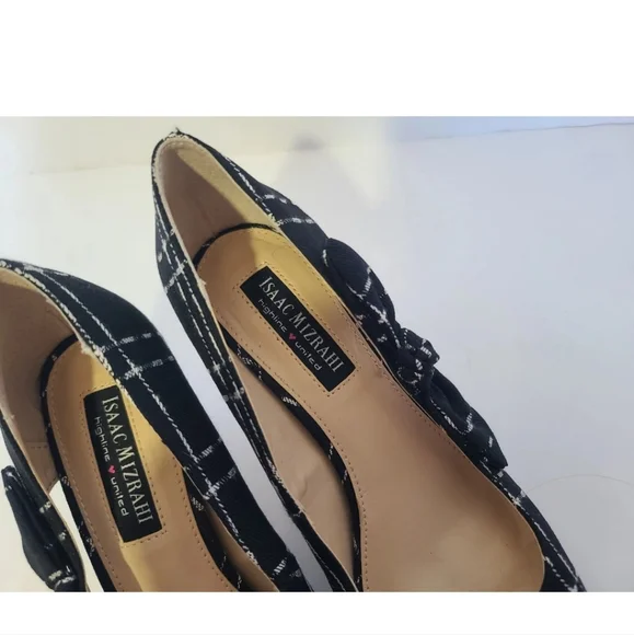 Vintage Y2K Isaac Mizrahi Black White Plaid Serena Pumps 3" US 8 - Picture 5 of 9